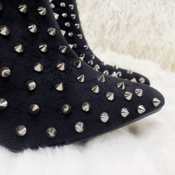 Sexy 4.5" High Heel Silver Spiked Ankle Boots - Picture 16 of 16